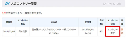 ５．エントリー完了